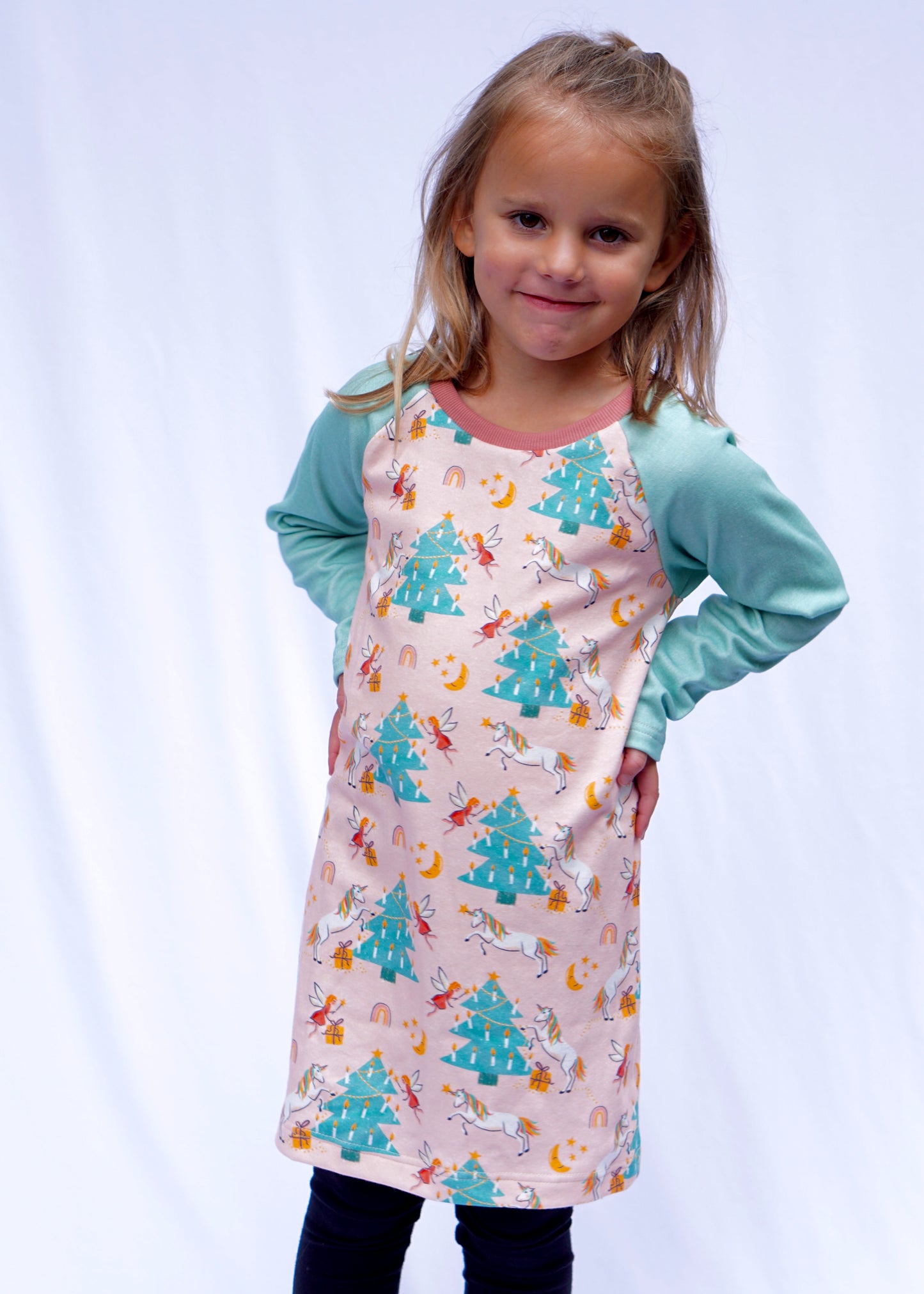 Unicorn Holiday Dress in Organic Cotton