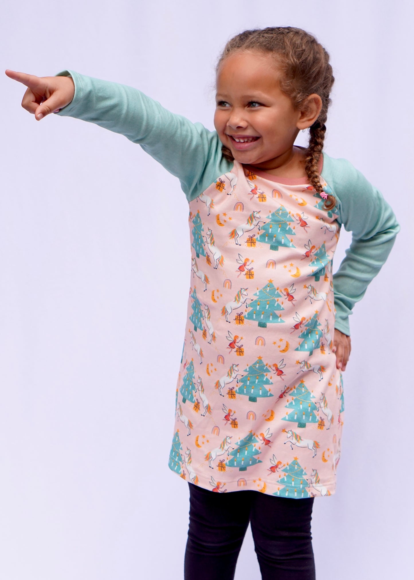 Unicorn Holiday Dress in Organic Cotton