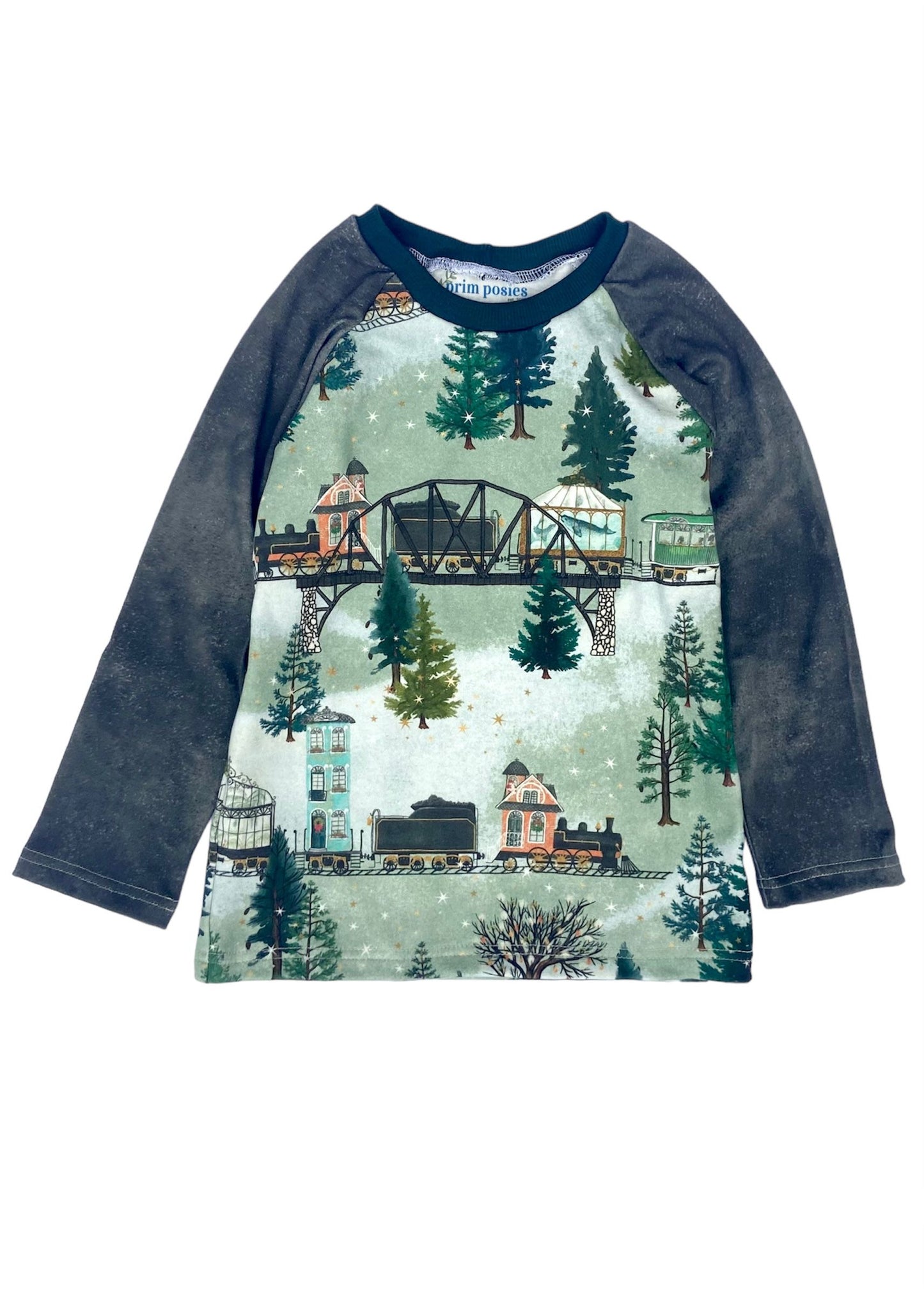 Wintery Railroad Tee in Organic Cotton